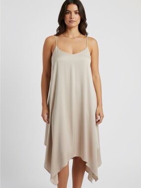 SHEIN Nude Handkerchief Hem Cami Midi Dress | Boho Flowy